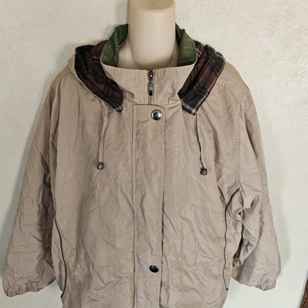 Vintage Blair Khaki Jacket With Removable Wool Interior Size Womens Large Petite - Picture 3 of 15